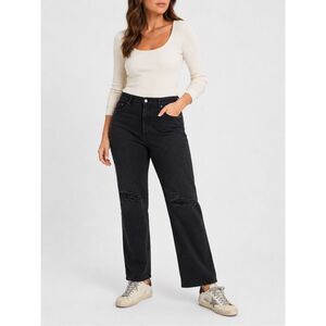 NWT FRAME Le High Straight Distressed Black Jeans | Relaxed Leg Denim, Sz40, $29